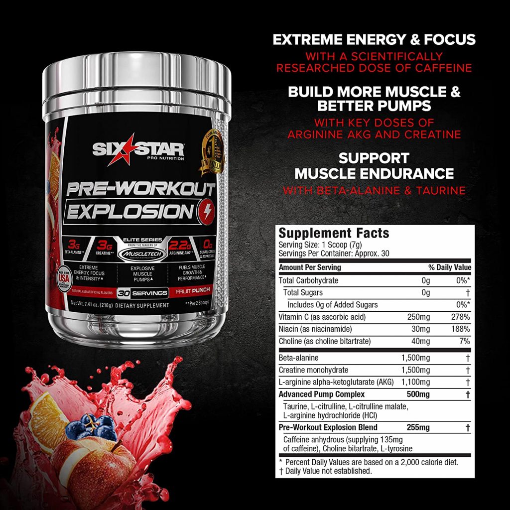 Muscletech Six Star Pre Workout Explosion 60 Servicios Supleman 5272